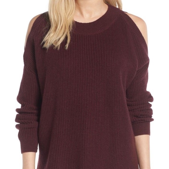 bp. Burgundy Cold Shoulder Sweater - Picture 1 of 5